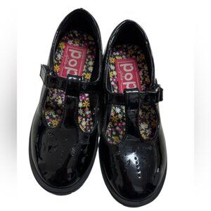 Edelman Presents POP Girls Size 12 Black Patent Leather T Strap Waffle Stompers